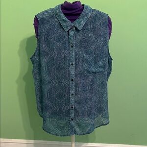 Liz Claiborne Blue Button Down Sheer Shirt